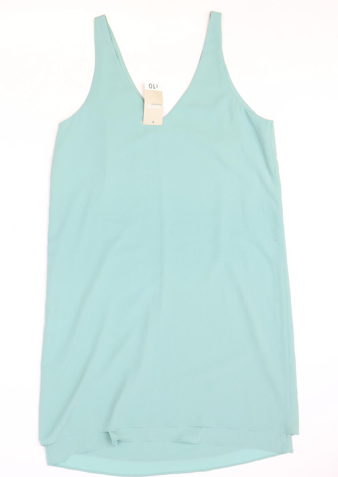 George Womens Blue Polyester Tank Dress Size 12 V-Neck Pullover