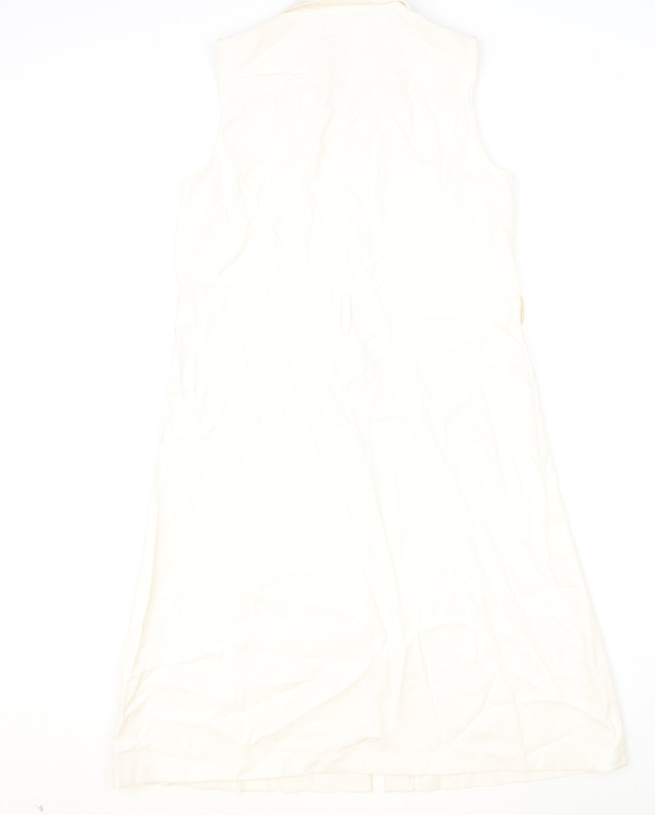 H&M Womens Beige Viscose Shirt Dress Size 8 V-Neck Button