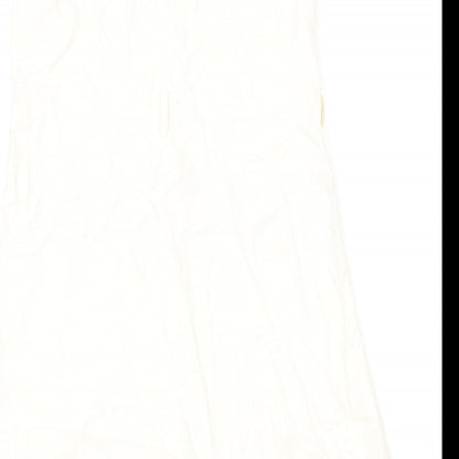 H&M Womens Beige Viscose Shirt Dress Size 8 V-Neck Button