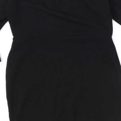 PRETTYLITTLETHING Womens Black Polyester A-Line Size 10 Boat Neck Pullover