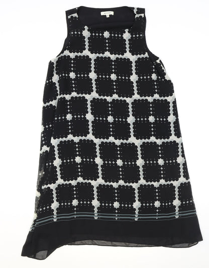 Max Studio Womens Black Geometric Polyester Tank Dress Size S Square Neck Pullover