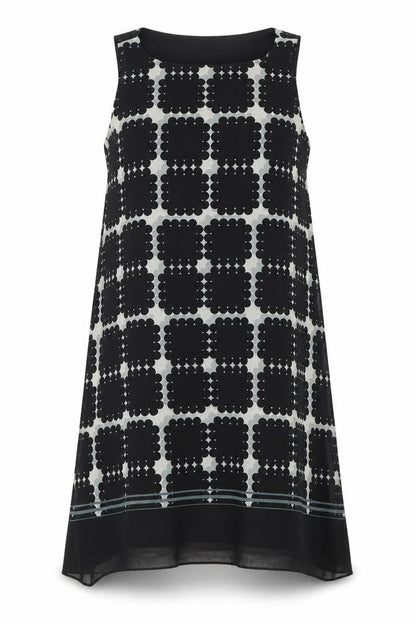 Max Studio Womens Black Geometric Polyester Tank Dress Size S Square Neck Pullover