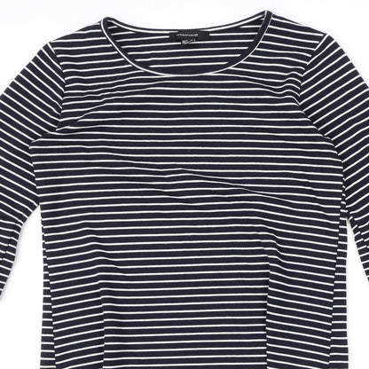 Atmosphere Womens Blue Striped Viscose A-Line Size 12 Round Neck Pullover