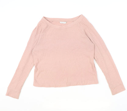 Tresics Womens Pink Boat Neck Polyester Pullover Jumper Size M