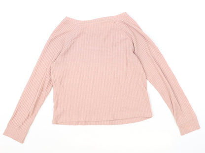 Tresics Womens Pink Boat Neck Polyester Pullover Jumper Size M