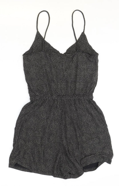 H&M Womens Black Polyester Playsuit One-Piece Size XS Pullover
