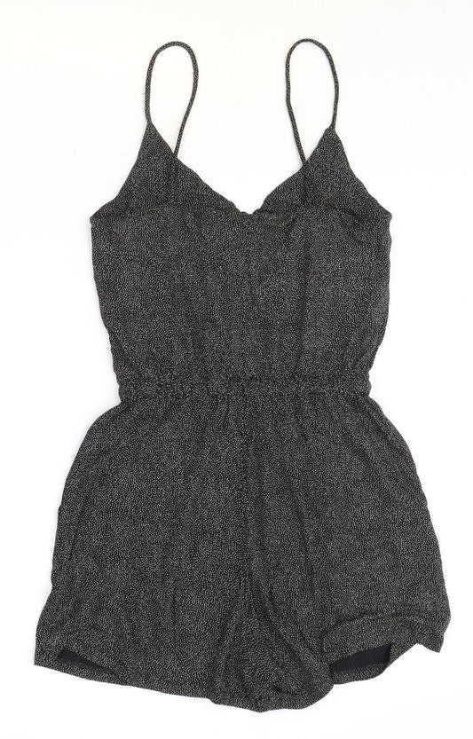 H&M Womens Black Polyester Playsuit One-Piece Size XS Pullover