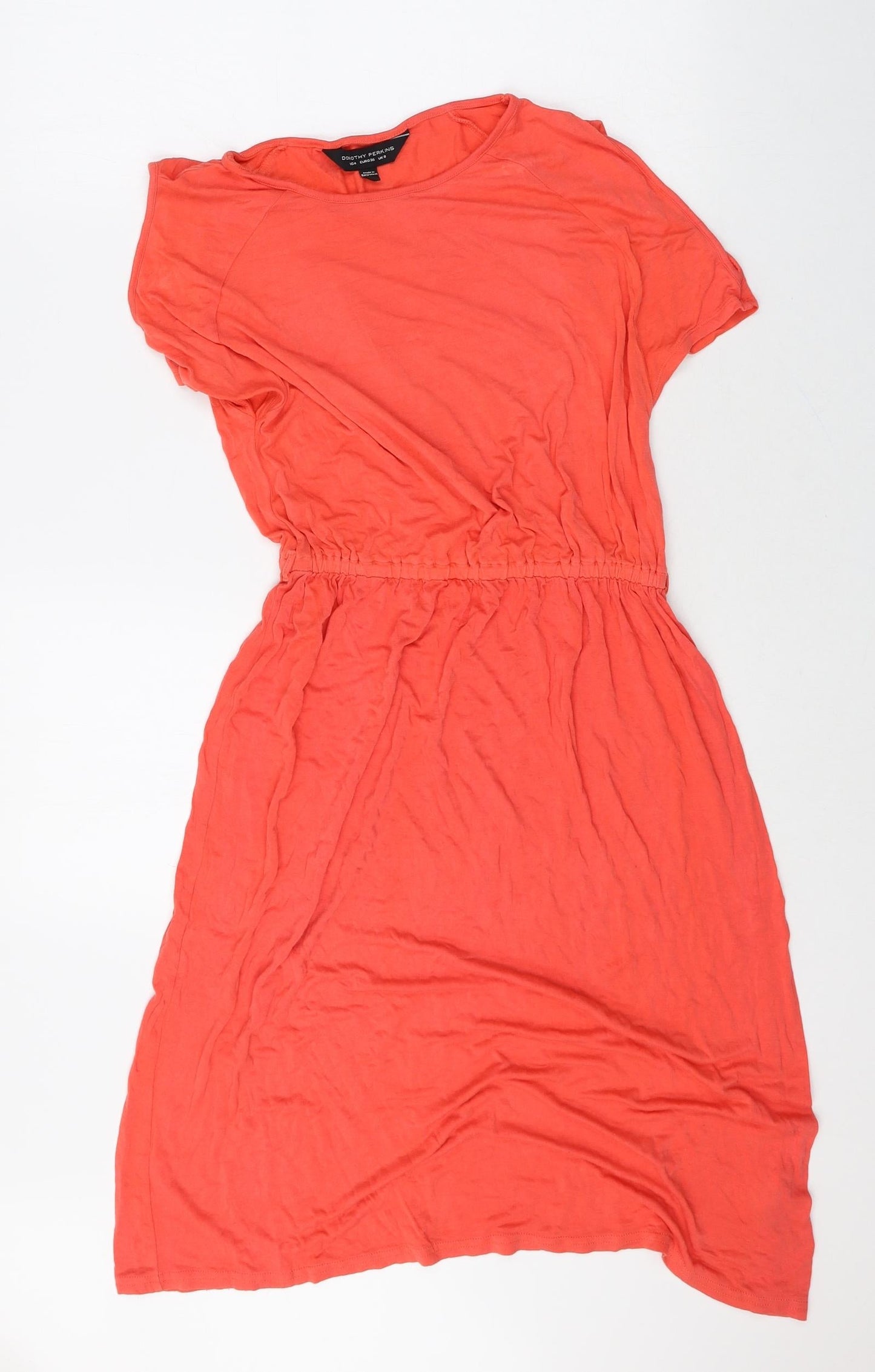 Dorothy Perkins Womens Pink Viscose Fit & Flare Size 8 Boat Neck Pullover - Elastic Waist