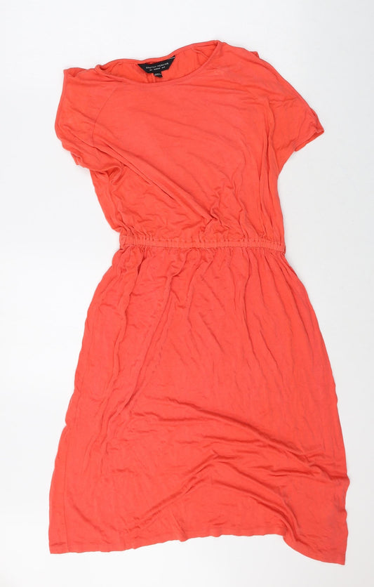 Dorothy Perkins Womens Pink Viscose Fit & Flare Size 8 Boat Neck Pullover - Elastic Waist