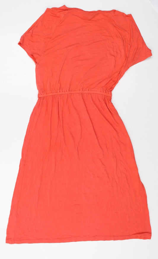 Dorothy Perkins Womens Pink Viscose Fit & Flare Size 8 Boat Neck Pullover - Elastic Waist