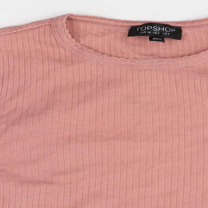 Womens UK Size 8 Topshop Pink Basic T-Shirt