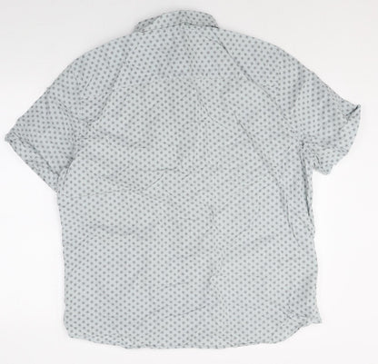 TU Mens Grey Geometric Cotton Button-Up Size XL Collared Button