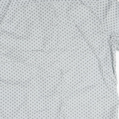 TU Mens Grey Geometric Cotton Button-Up Size XL Collared Button