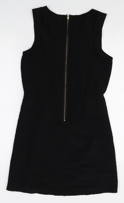 VERO MODA Womens Black Polyester A-Line Size 6 Scoop Neck Zip
