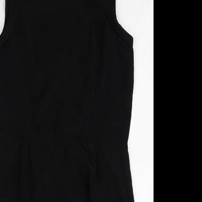 VERO MODA Womens Black Polyester A-Line Size 6 Scoop Neck Zip