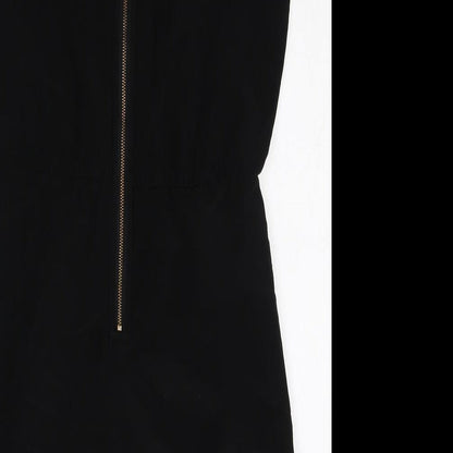 VERO MODA Womens Black Polyester A-Line Size 6 Scoop Neck Zip