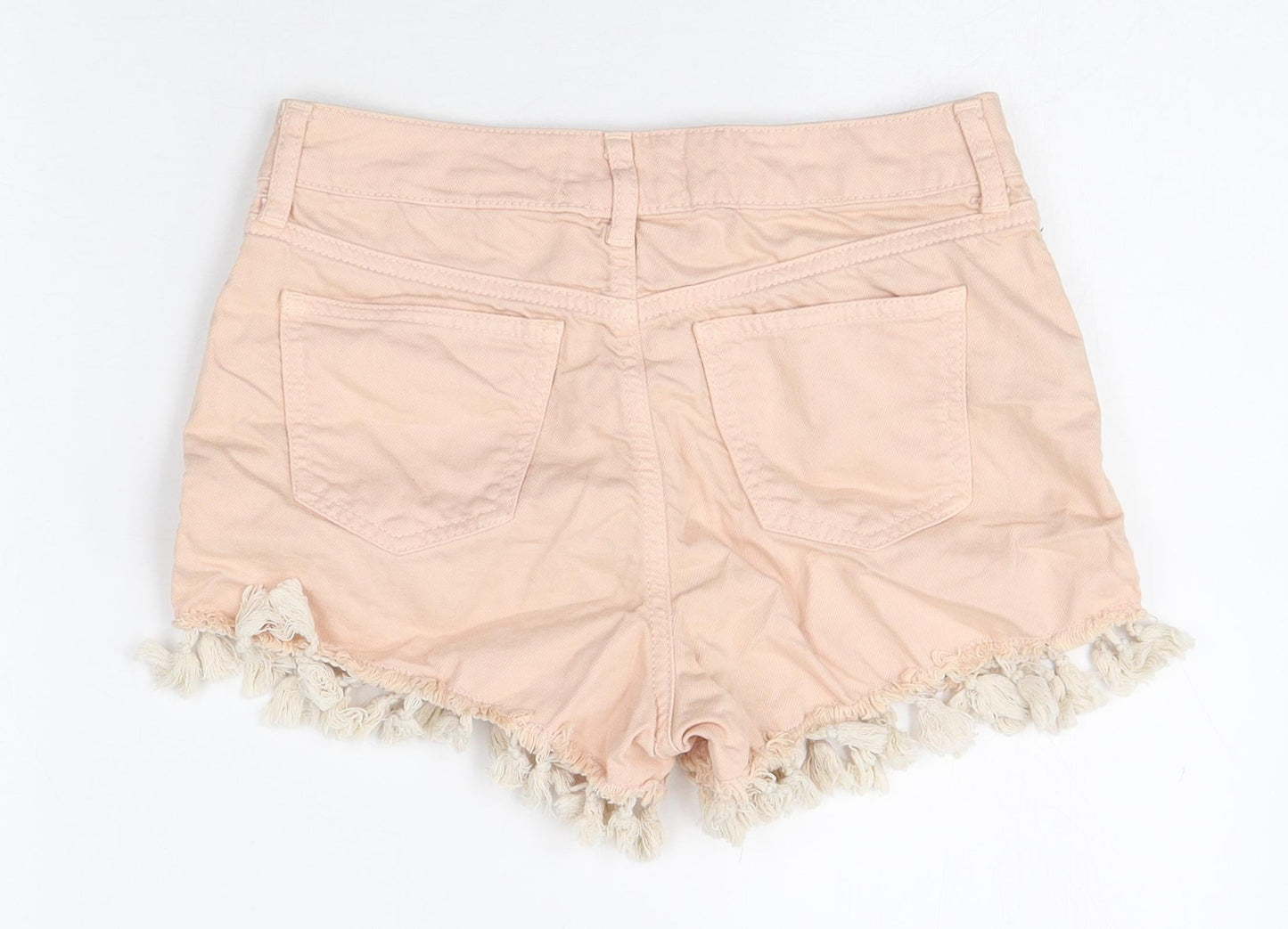 Miss Selfridge Womens Pink Cotton Hot Pants Shorts Size 6 Regular Zip