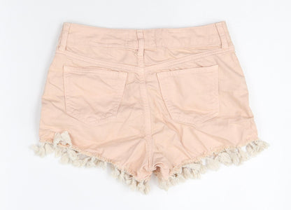 Miss Selfridge Womens Pink Cotton Hot Pants Shorts Size 6 Regular Zip