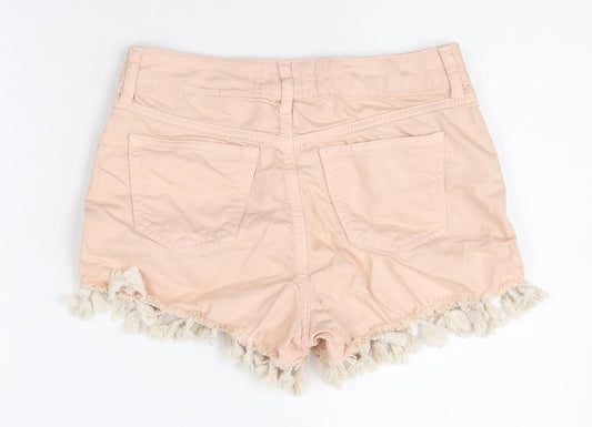 Miss Selfridge Womens Pink Cotton Hot Pants Shorts Size 6 Regular Zip