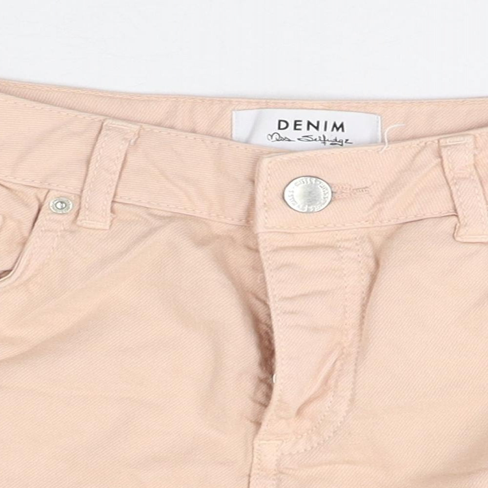 Miss Selfridge Womens Pink Cotton Hot Pants Shorts Size 6 Regular Zip