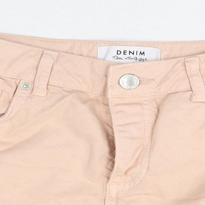 Miss Selfridge Womens Pink Cotton Hot Pants Shorts Size 6 Regular Zip