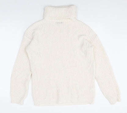 Boohoo Womens Ivory Roll Neck Acrylic Pullover Jumper Size 8