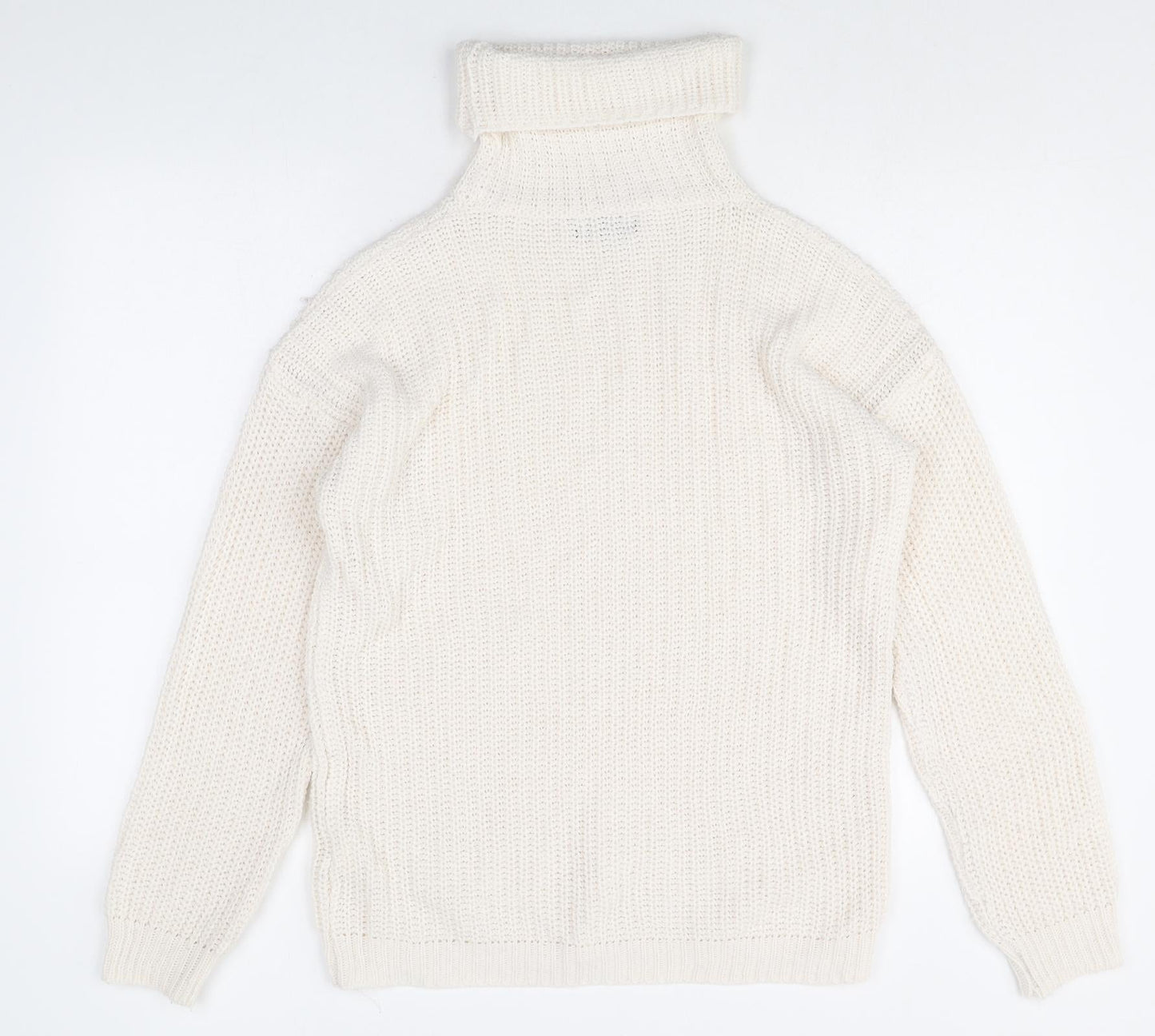 Boohoo Womens Ivory Roll Neck Acrylic Pullover Jumper Size 8