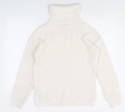 Boohoo Womens Ivory Roll Neck Acrylic Pullover Jumper Size 8