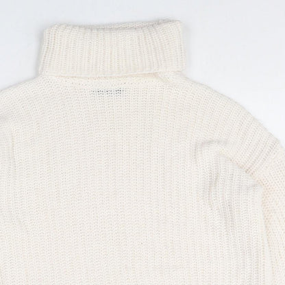 Boohoo Womens Ivory Roll Neck Acrylic Pullover Jumper Size 8