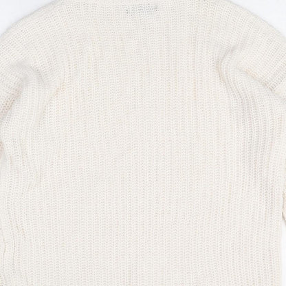 Boohoo Womens Ivory Roll Neck Acrylic Pullover Jumper Size 8