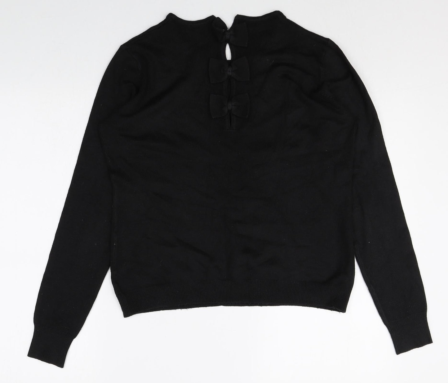 La Redoute Womens Black Round Neck Acrylic Pullover Jumper Size 14 - Size 14-16