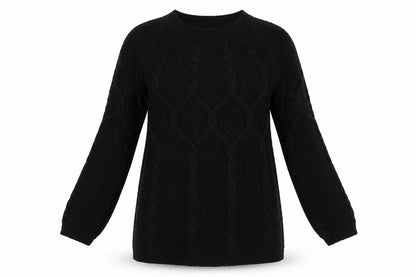New Look Womens Black Round Neck Acrylic Pullover Jumper Size 12