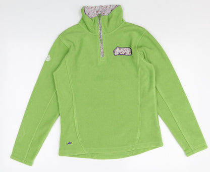 EQUI THEME Girls Green Polyester Pullover Sweatshirt Size 14 Years Zip - Horse Flower Quarter-Zip