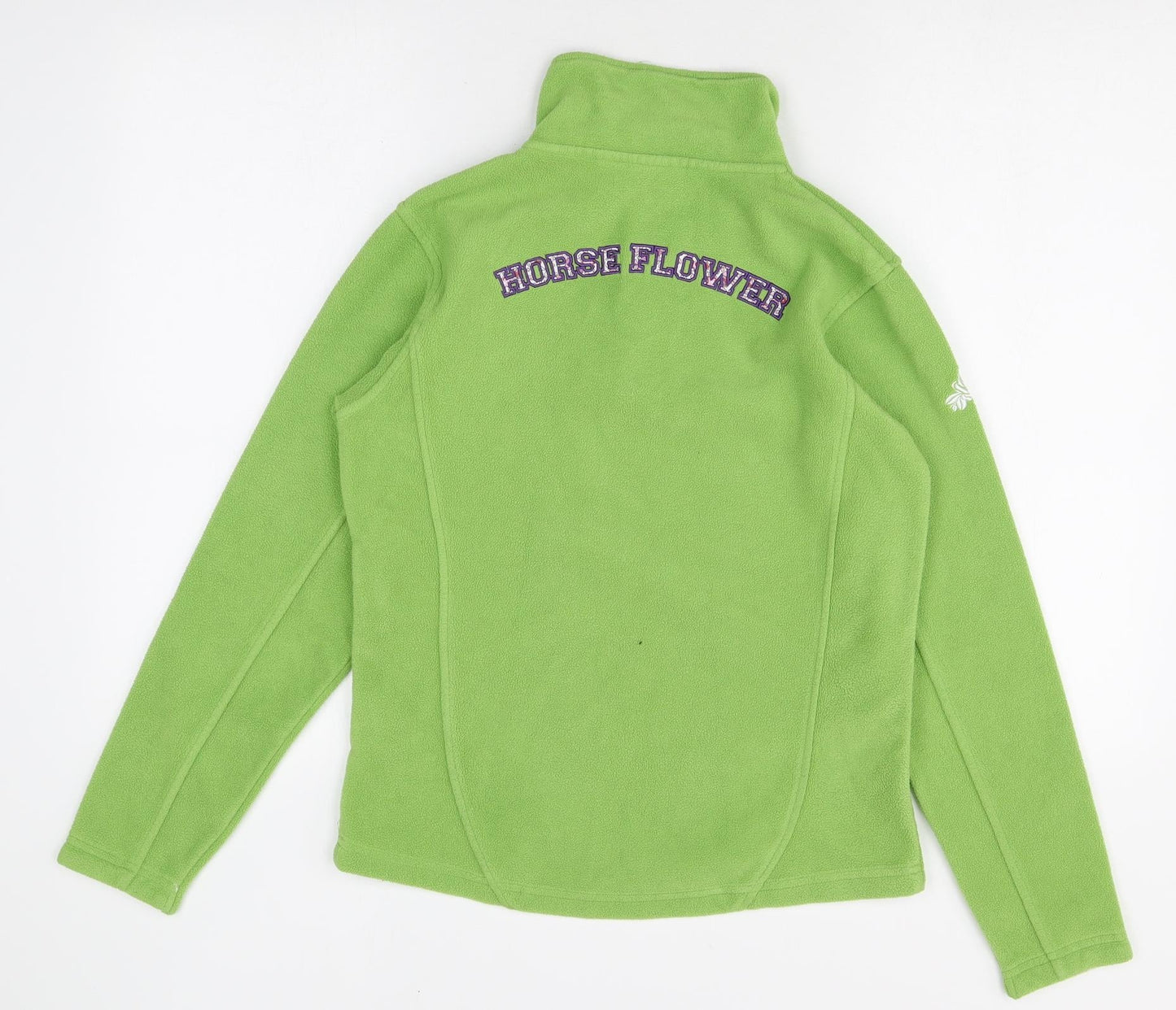 EQUI THEME Girls Green Polyester Pullover Sweatshirt Size 14 Years Zip - Horse Flower Quarter-Zip