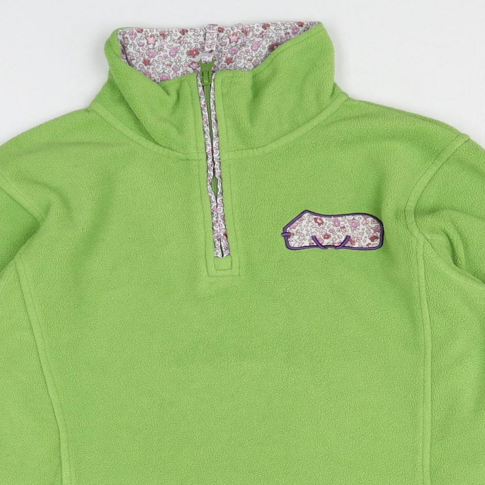 EQUI THEME Girls Green Polyester Pullover Sweatshirt Size 14 Years Zip - Horse Flower Quarter-Zip