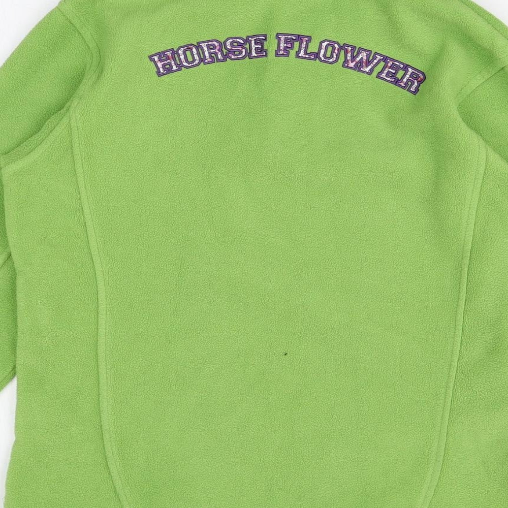 EQUI THEME Girls Green Polyester Pullover Sweatshirt Size 14 Years Zip - Horse Flower Quarter-Zip