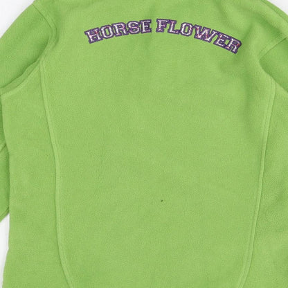 EQUI THEME Girls Green Polyester Pullover Sweatshirt Size 14 Years Zip - Horse Flower Quarter-Zip