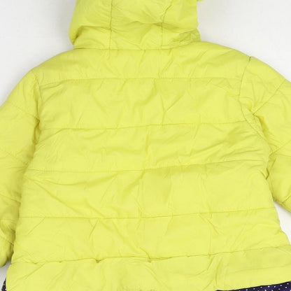 Preworn Girls Yellow Polka Dot Quilted Jacket Size 2XL Zip - Minnie Mouse
