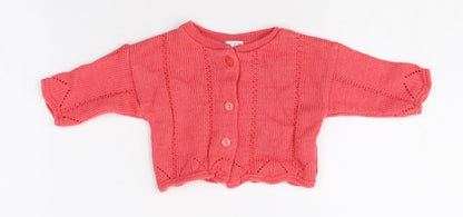 Adams Girls Pink Acrylic Cardigan Jumper Size 0-3 Months Button