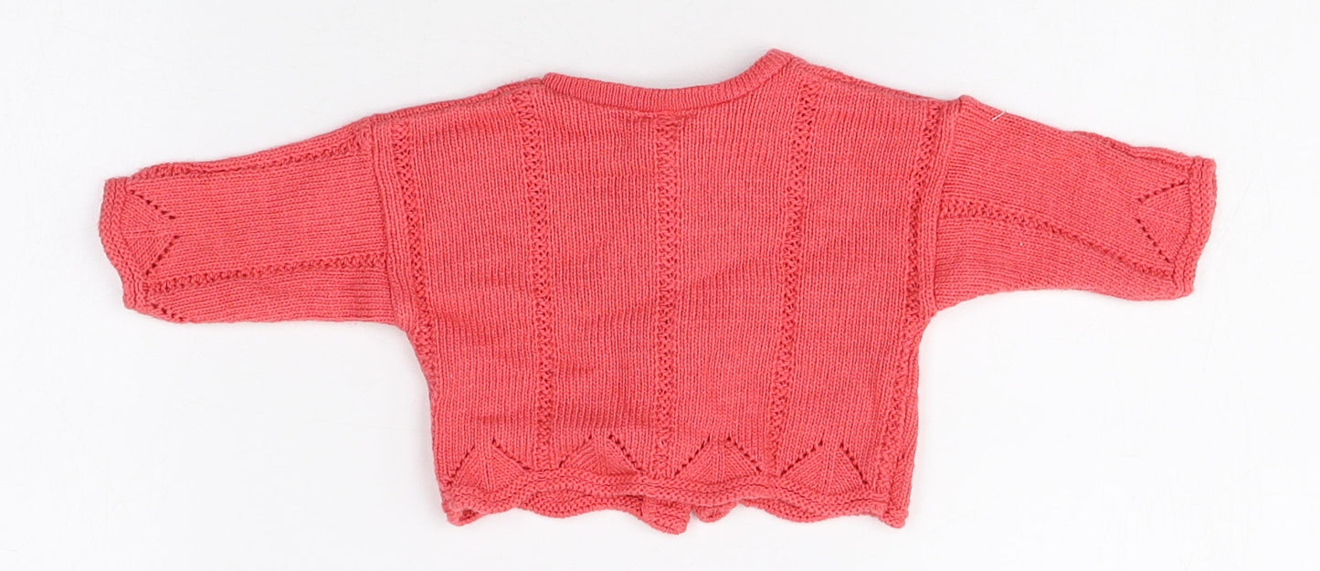 Adams Girls Pink Acrylic Cardigan Jumper Size 0-3 Months Button