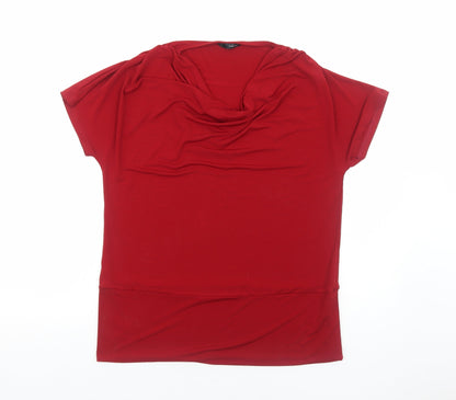 Cheval Womens Red Polyester Basic T-Shirt Size 2XL Cowl Neck
