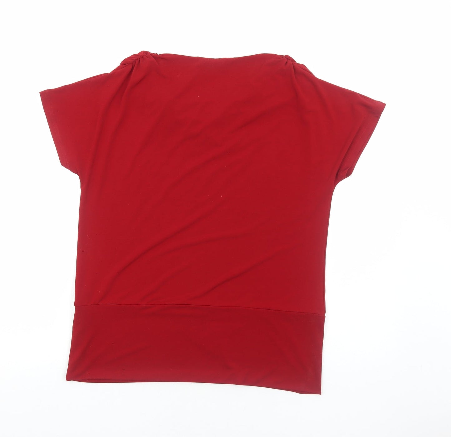 Cheval Womens Red Polyester Basic T-Shirt Size 2XL Cowl Neck