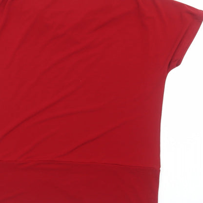 Cheval Womens Red Polyester Basic T-Shirt Size 2XL Cowl Neck
