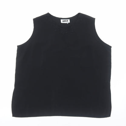 Aaron Design Womens Black Polyester Basic Tank Size XL Scoop Neck