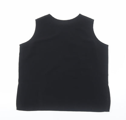 Aaron Design Womens Black Polyester Basic Tank Size XL Scoop Neck