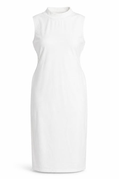 Preworn Womens White Polyester Pencil Dress Size L Round Neck Pullover - Cut Out