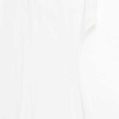 Preworn Womens White Polyester Pencil Dress Size L Round Neck Pullover - Cut Out