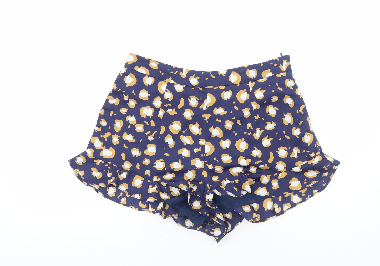 Glamorous Womens Blue Geometric Polyester Basic Shorts Size 12 Regular Zip