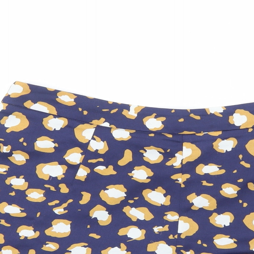 Glamorous Womens Blue Geometric Polyester Basic Shorts Size 12 Regular Zip