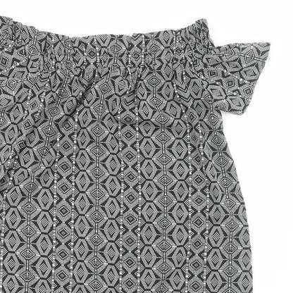 Atmosphere Womens Black Geometric Polyester A-Line Size 14 Off the Shoulder Pullover